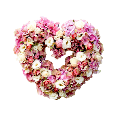 Венок  в виде сердца из искусственных цветов
